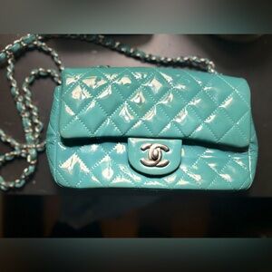 Chanel Timeless/Classique Green Patent Leather Bag